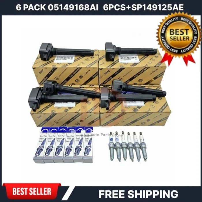 6PCS Ignition Coils & Spark Plugs For Chrysler Jeep Dodge Ram 3.6L UF648