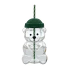 Bearista Bear Glass Jar Cold Cup Tumbler with Straw
